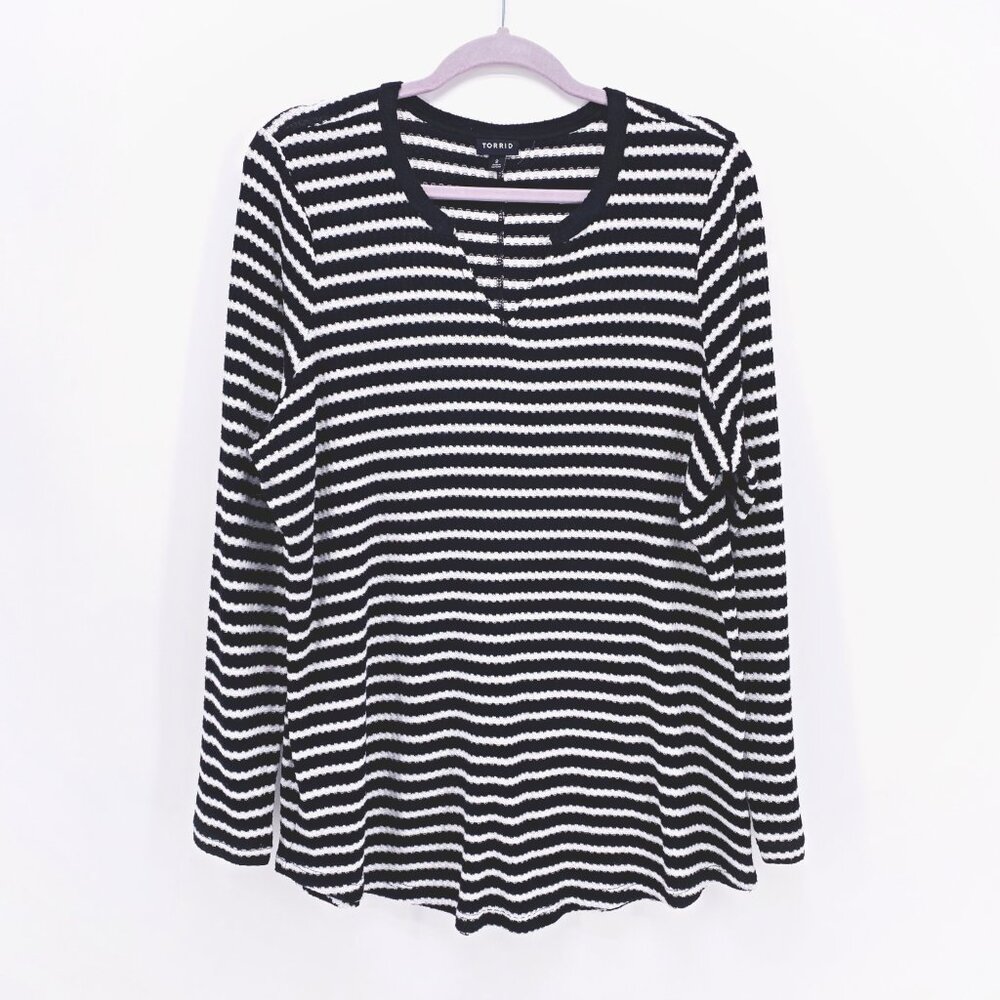 Torrid Waffle Notch Neck Long Sleeve Tee